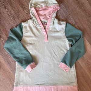 Lands' End Green and Pink Hoodie Sweatshirt